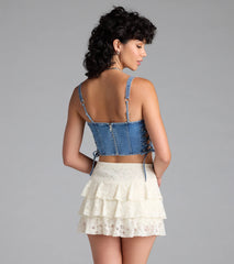 Popular Icon Lace-Up Denim Corset Top