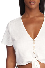 They'll Be Linen Up Crop Top