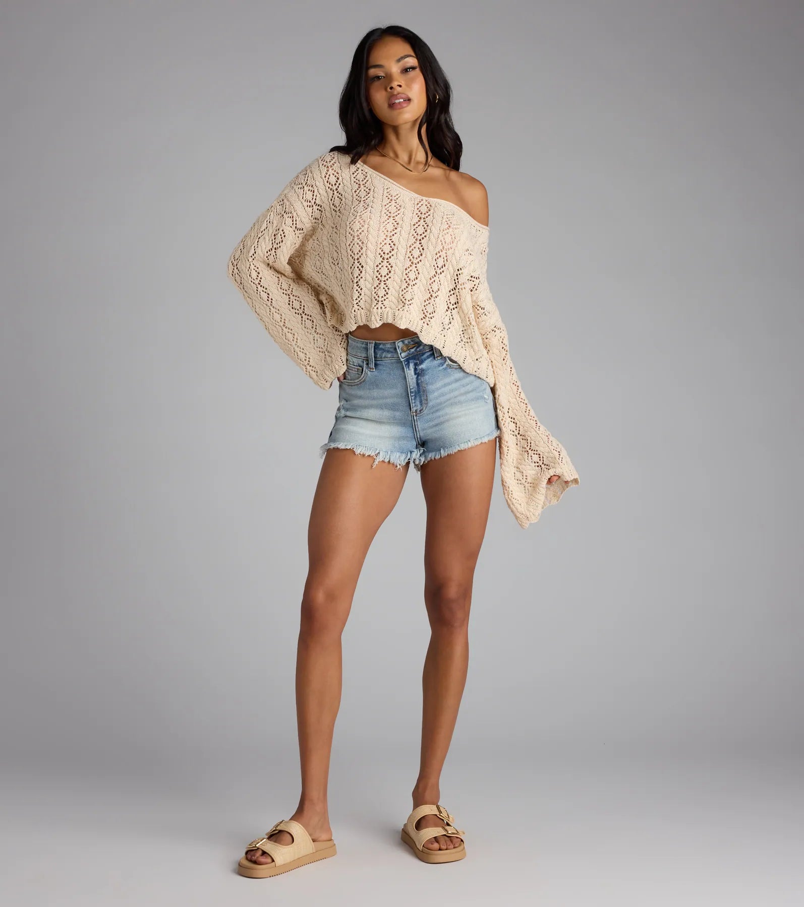 Breezy Nights Crop Crochet Sweater