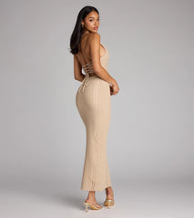 Beach Goddess Crochet Lace-Up Maxi Dress