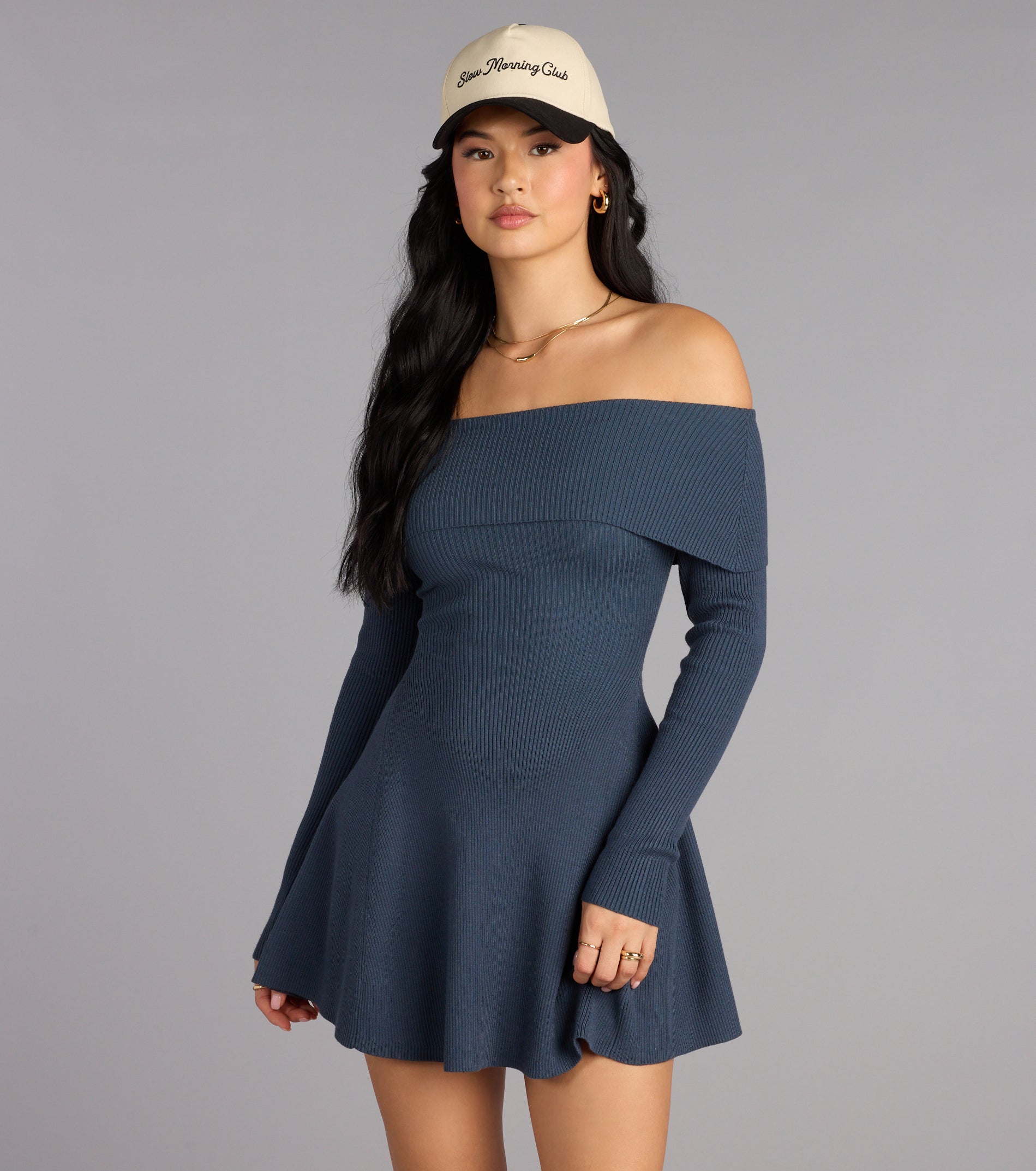 Chic Staple Ribbed Knit Skater Dress