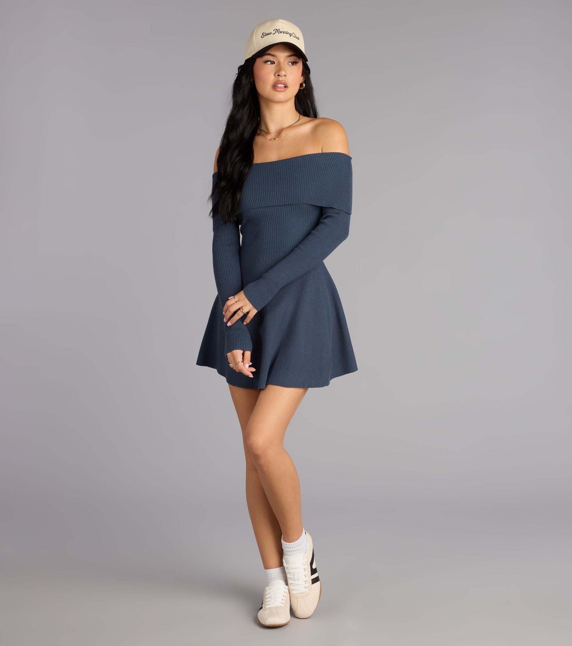 Chic Staple Ribbed Knit Skater Dress