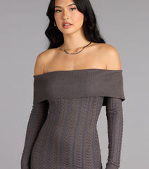 Cozy Allure Cable Knit Mini Dress