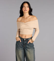 Snug Luxe Off-The-Shoulder Crop Top