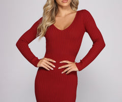 Trend Alert Ribbed Knit Midi Dress