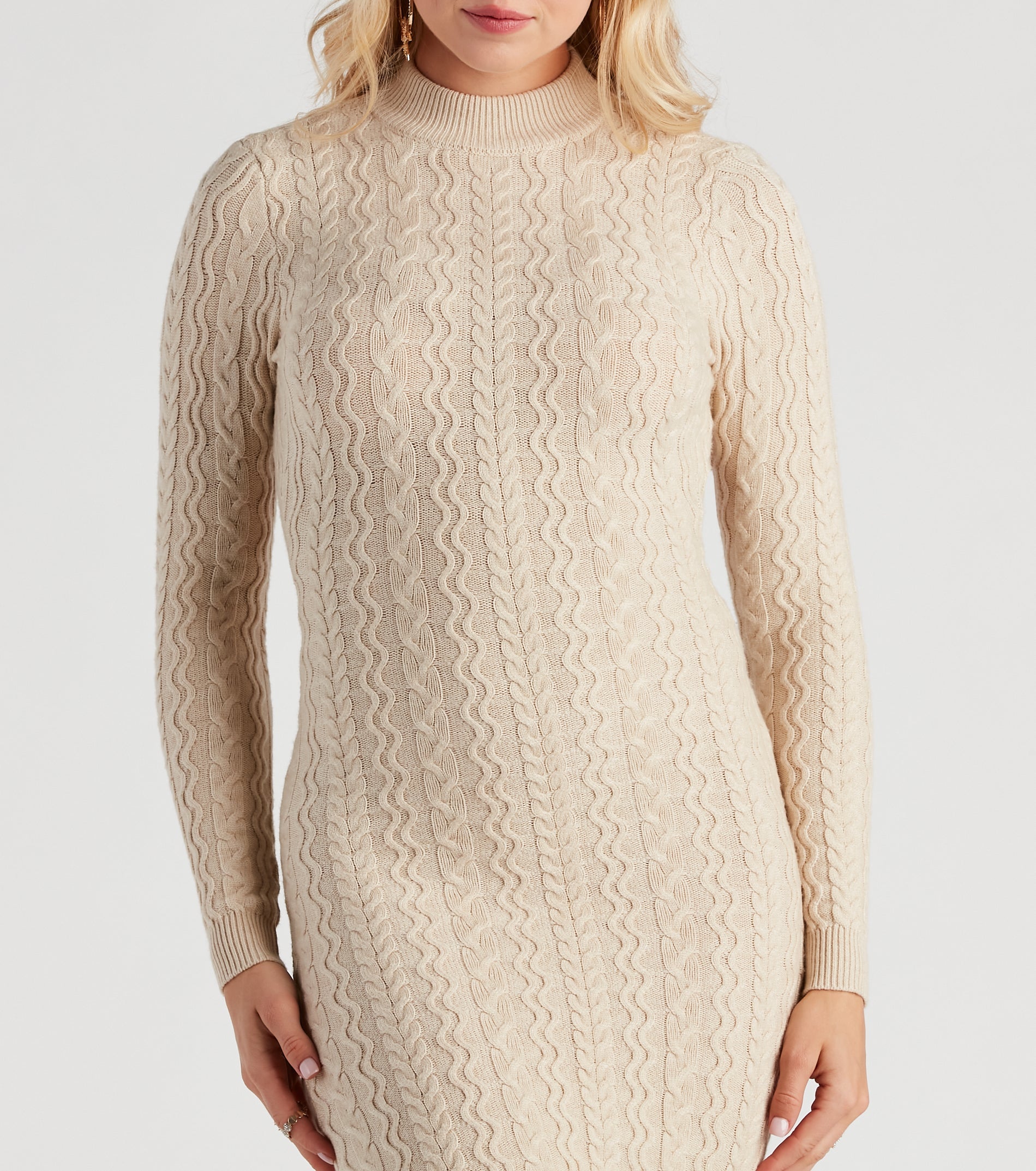 Flirty In Fall Cable Knit Dress