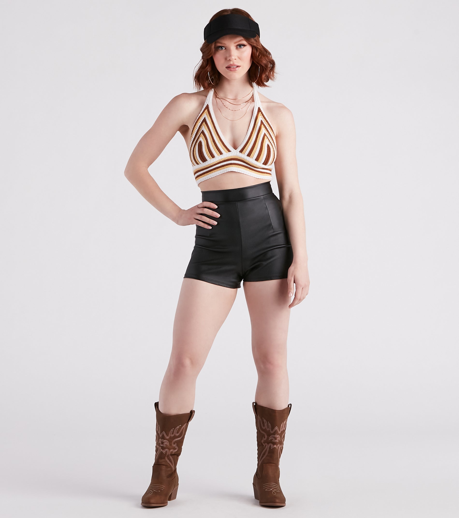 Desert Heat Crochet Striped Crop Top