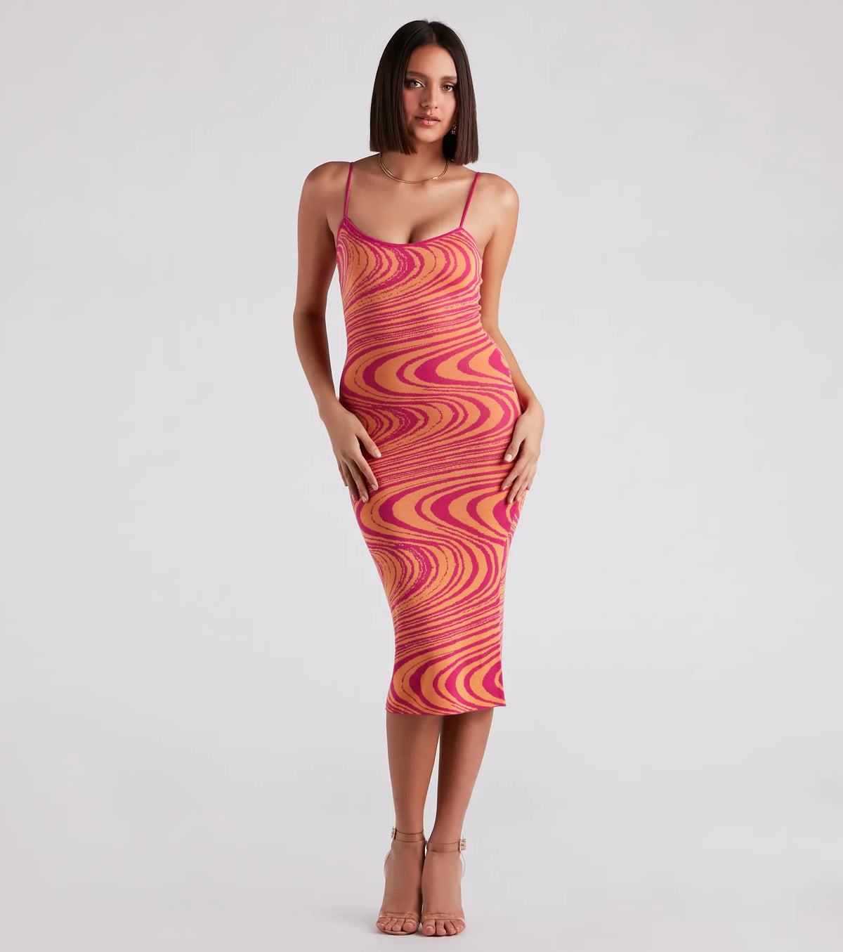 Nail The Trend Swirl Print Sweater Dress