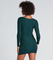 Glimmer Girl Long Sleeve Mini Sweater Dress