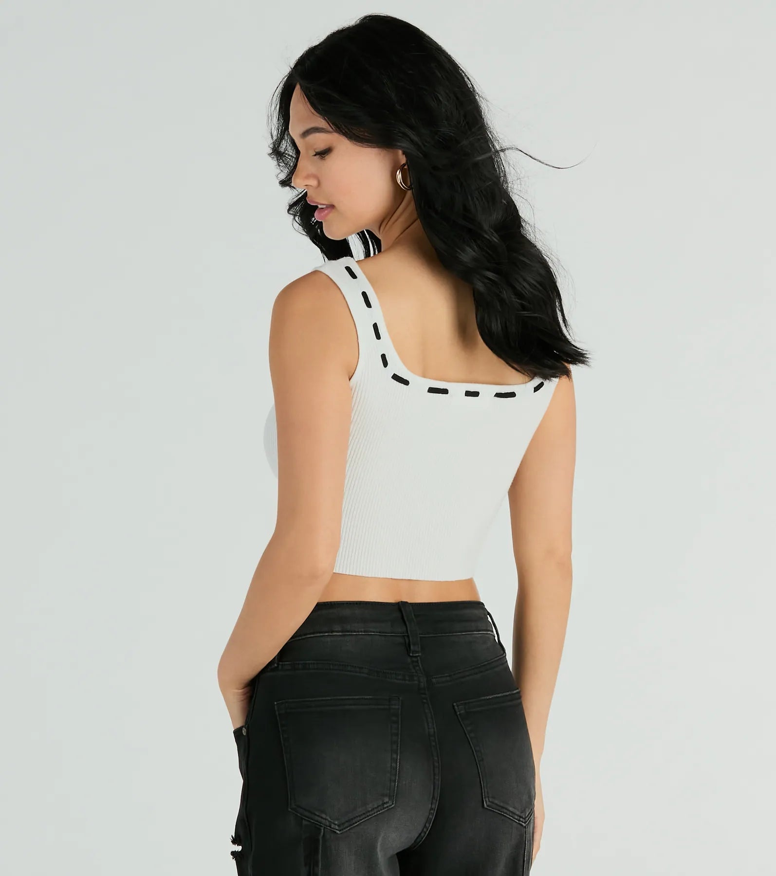 Delicate Perfection Ribbon Bow Knit Tank Top