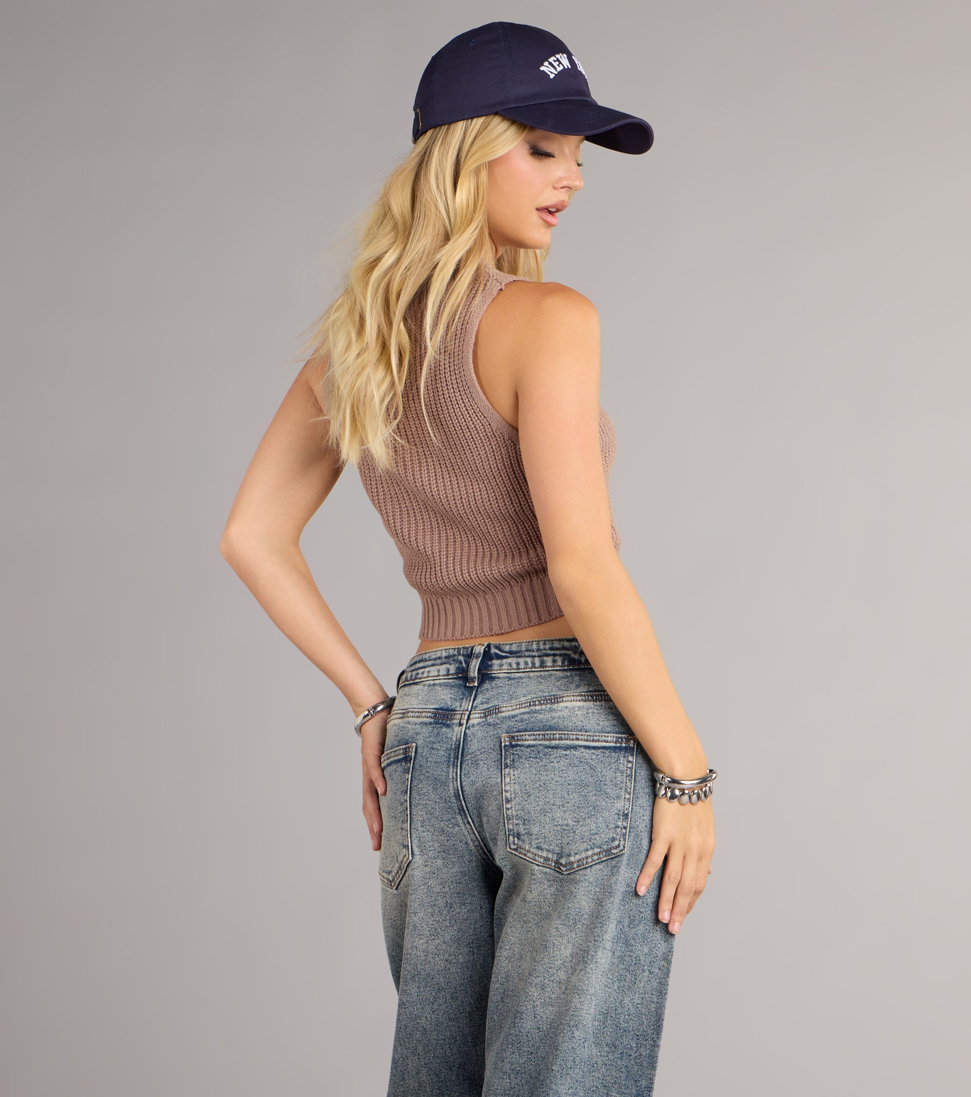 Preppy Babe V-Neck Cropped Sweater Vest