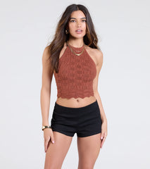 Signs Of Sunshine Halter Knit Crop Top