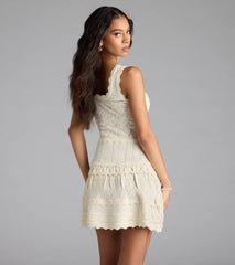 Cute Direction Pointelle Skater Mini Dress