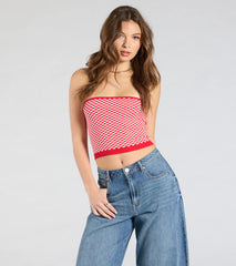 Race To The Finish Strapless Checkered Tube Top