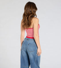Race To The Finish Strapless Checkered Tube Top