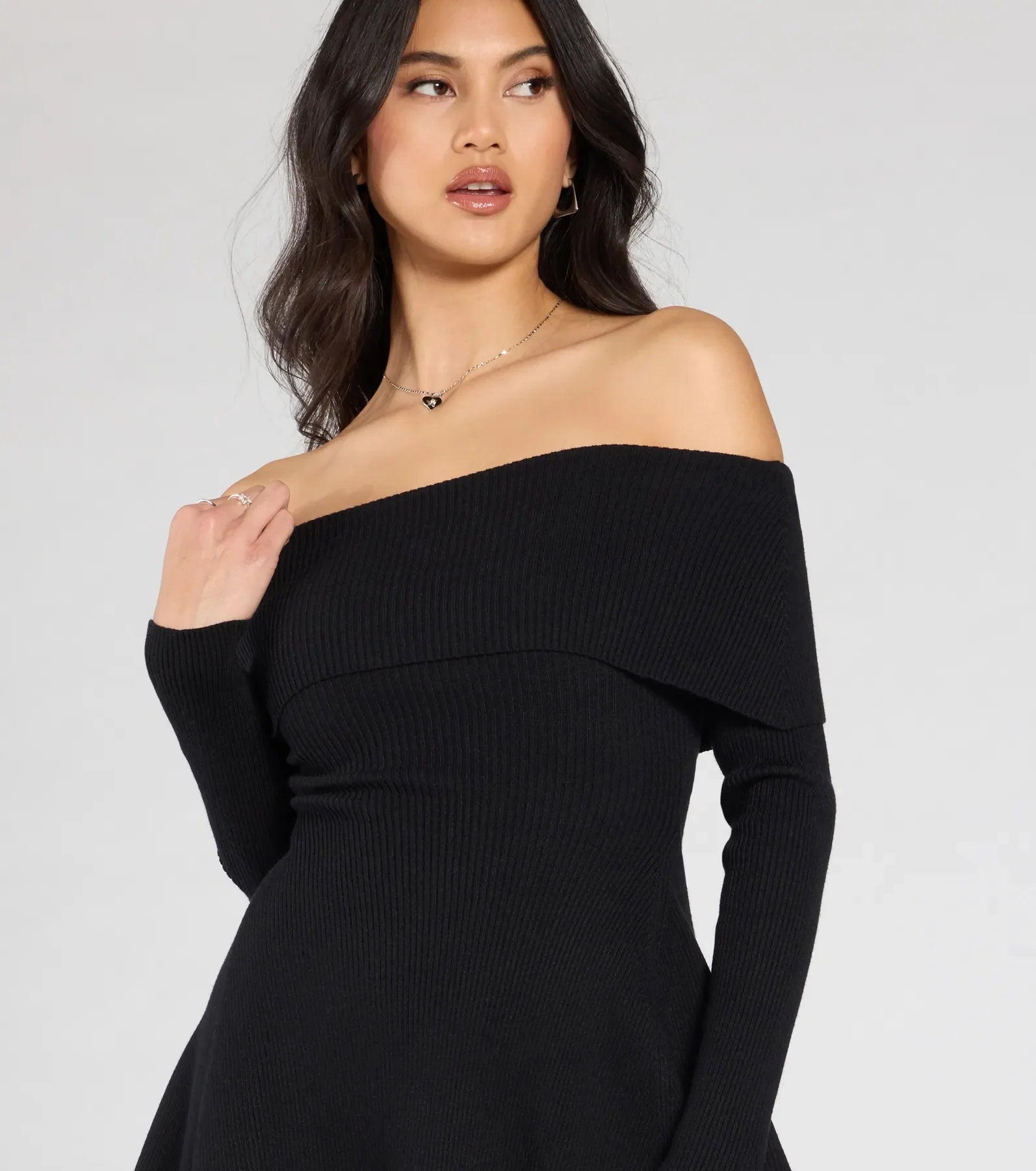 Chic Staple Ribbed Knit Skater Dress