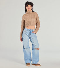 Snuggle Weather Turtleneck Crop Knit Sweater