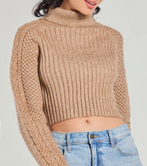 Snuggle Weather Turtleneck Crop Knit Sweater