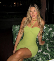 Carefree Energy Halter Bodycon Mini Dress
