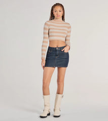 Preppy Fave Striped Knit Turtleneck Top