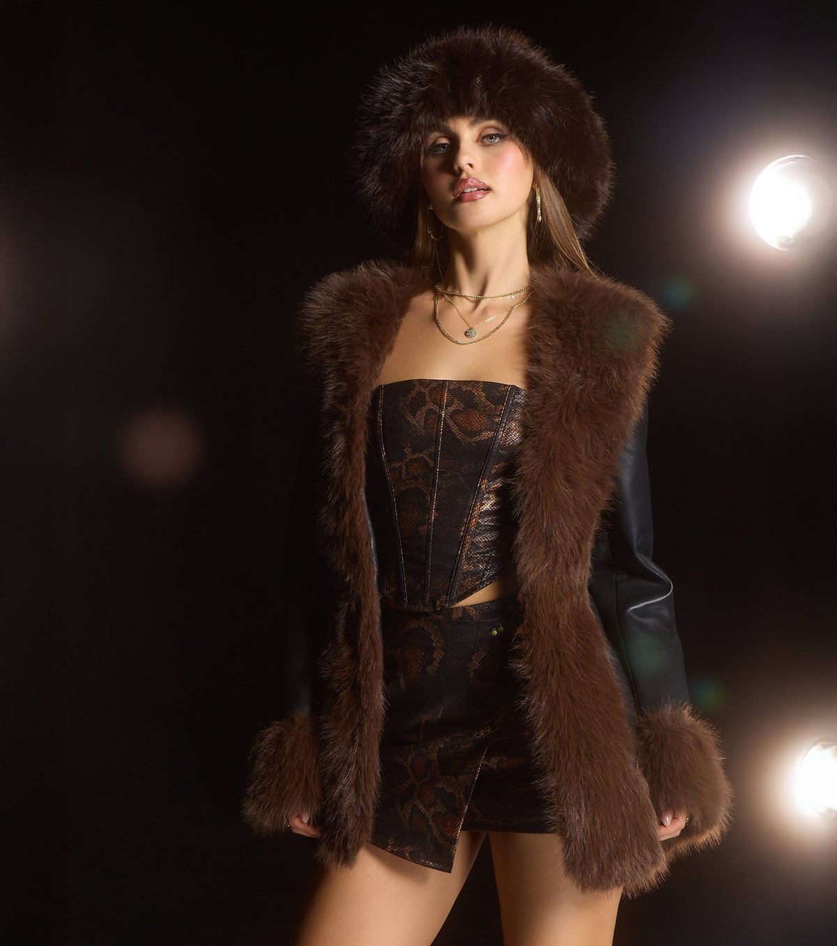 City Luxe Faux Fur Trim Trench Coat