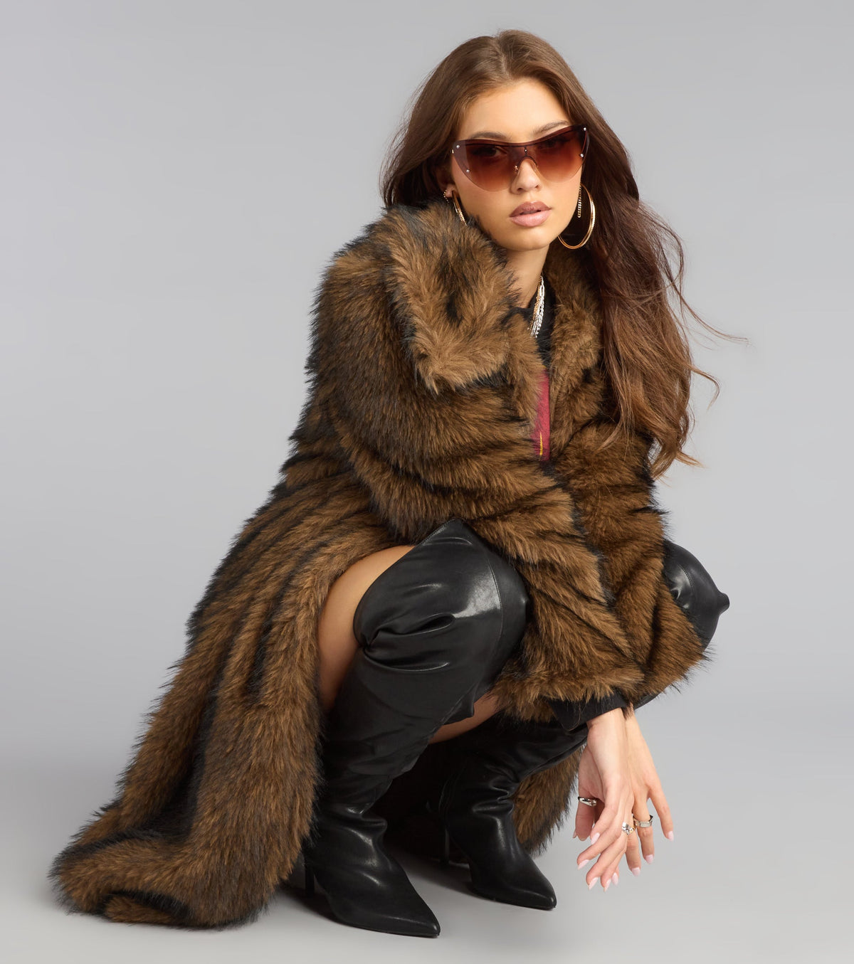 High Standards Long Faux Fur Coat