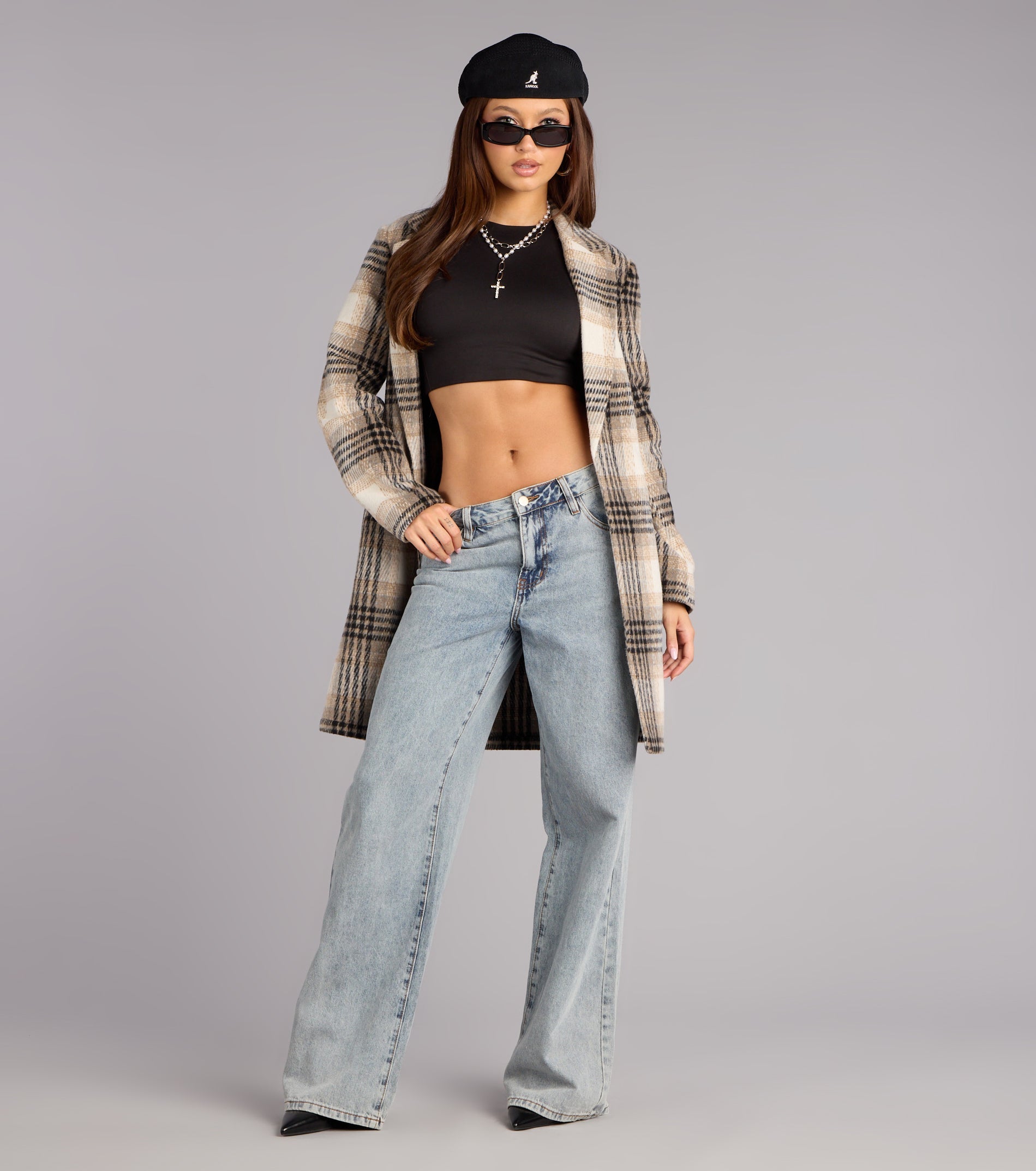 Stylishly Timeless Plaid Trench Coat