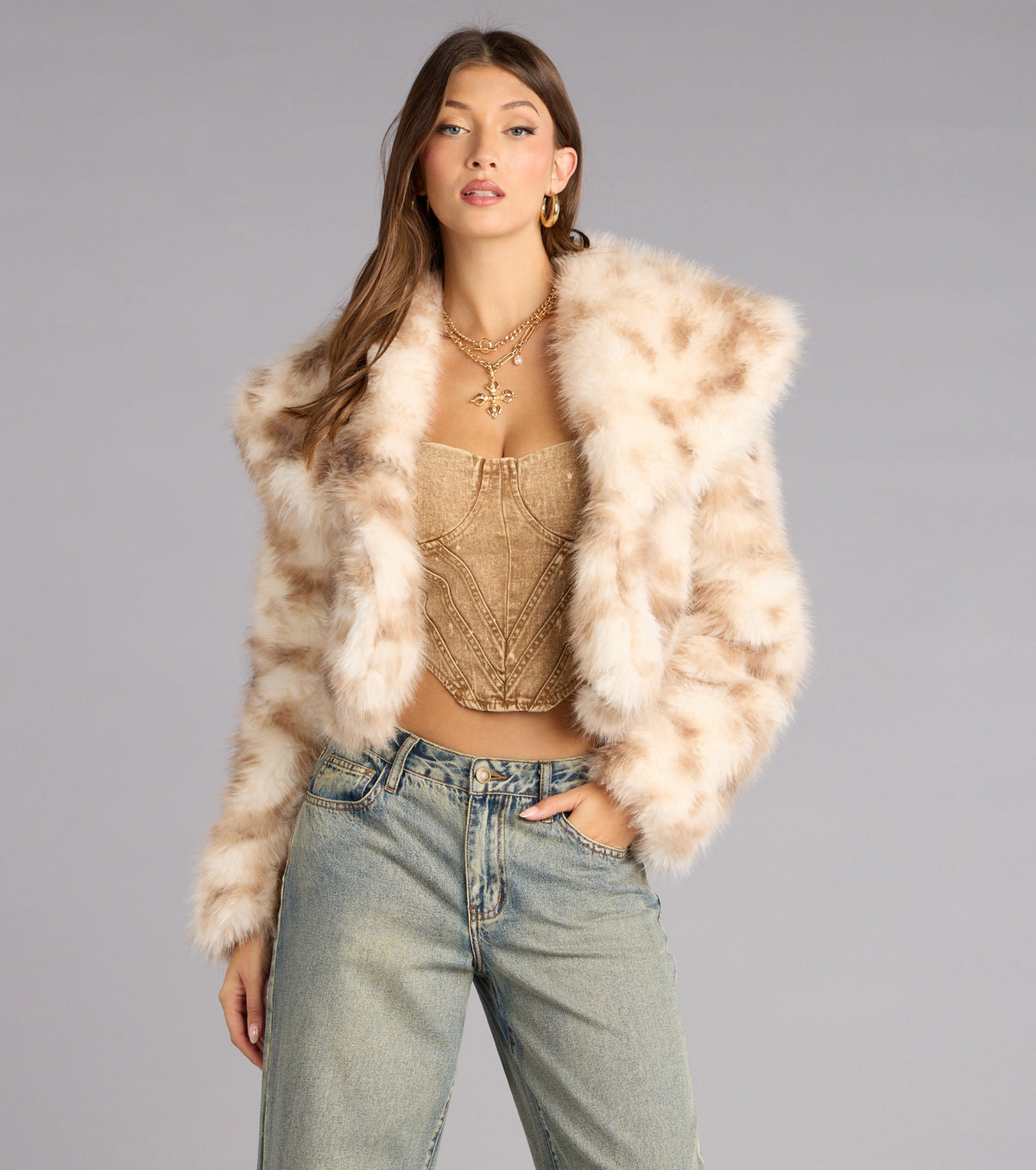 Winter Chic Faux Fur Cropped Coat