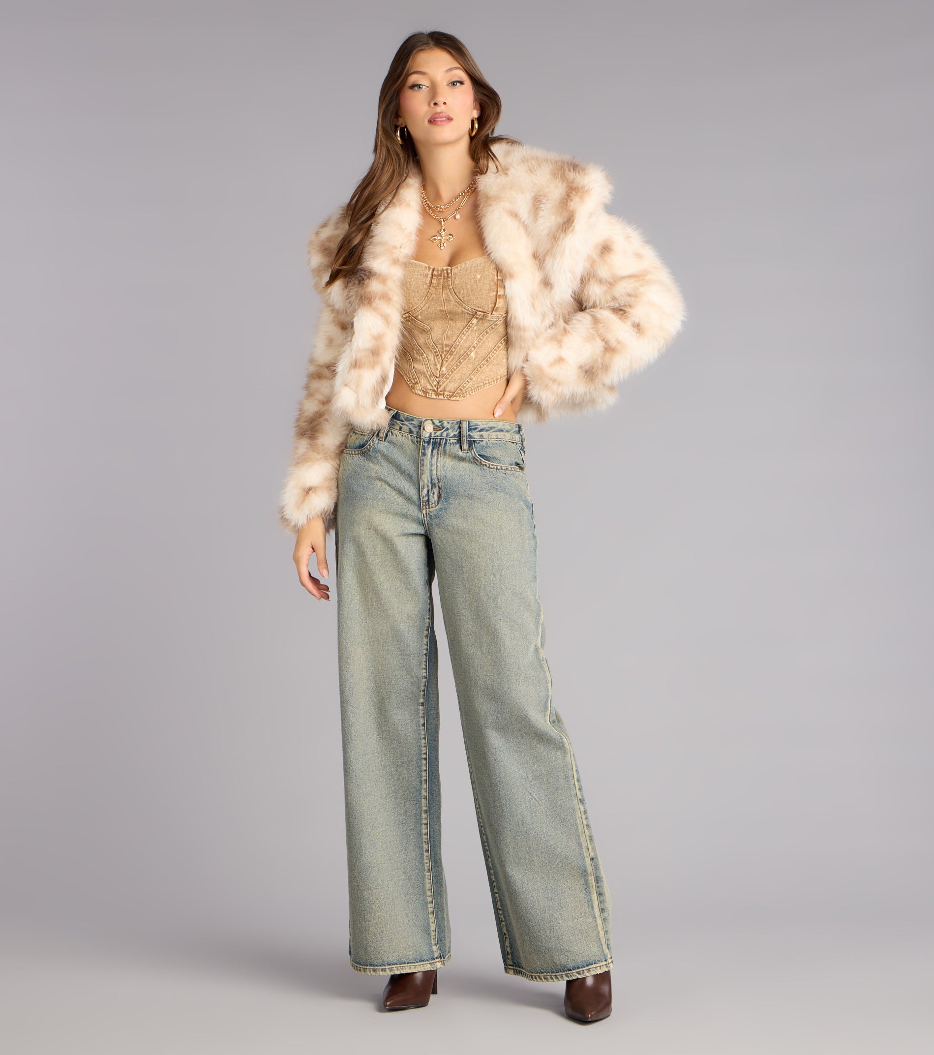 Winter Chic Faux Fur Cropped Coat