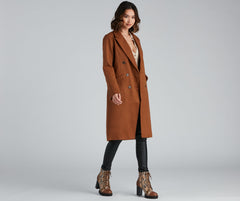 Timelessly Classic Faux Wool Trench Coat