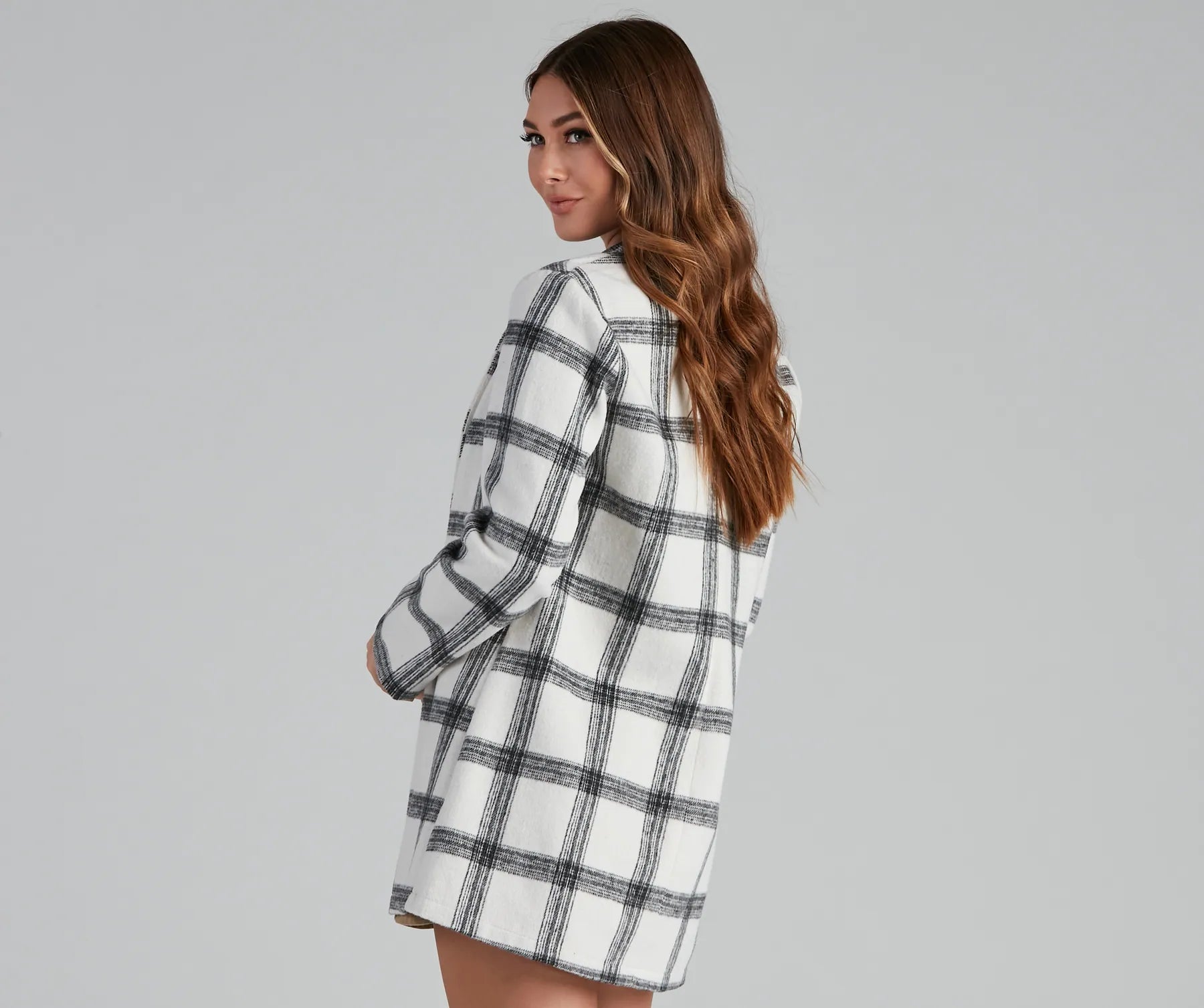 Pretty And Posh Plaid Coat