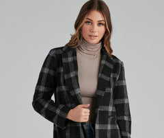 Pretty And Posh Plaid Coat