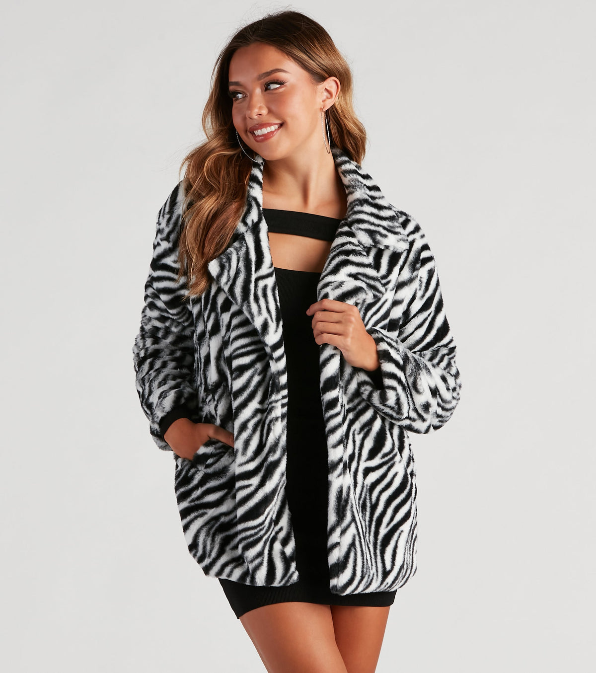 She's A Trendsetter Zebra Faux Fur Coat