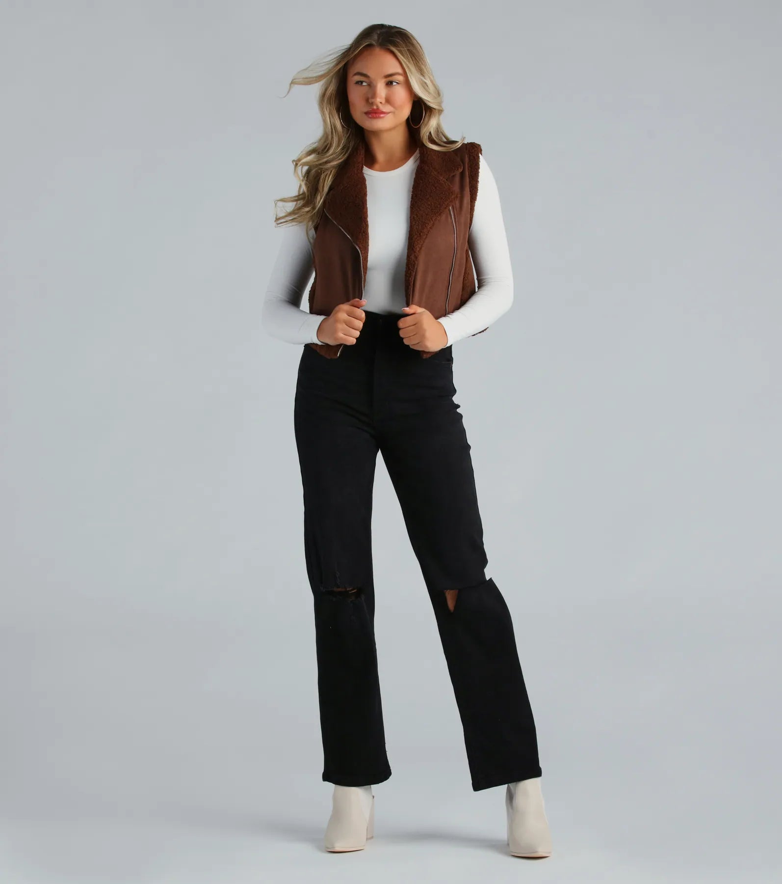 Cozy Elevated Faux Sherpa Trim Vest