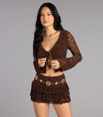 Sultry Sweet Lace Tie-Front Top