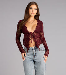 Sultry Chic Lace Tie-Front Top