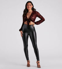 Floral Summit Tie-Front Crop Top