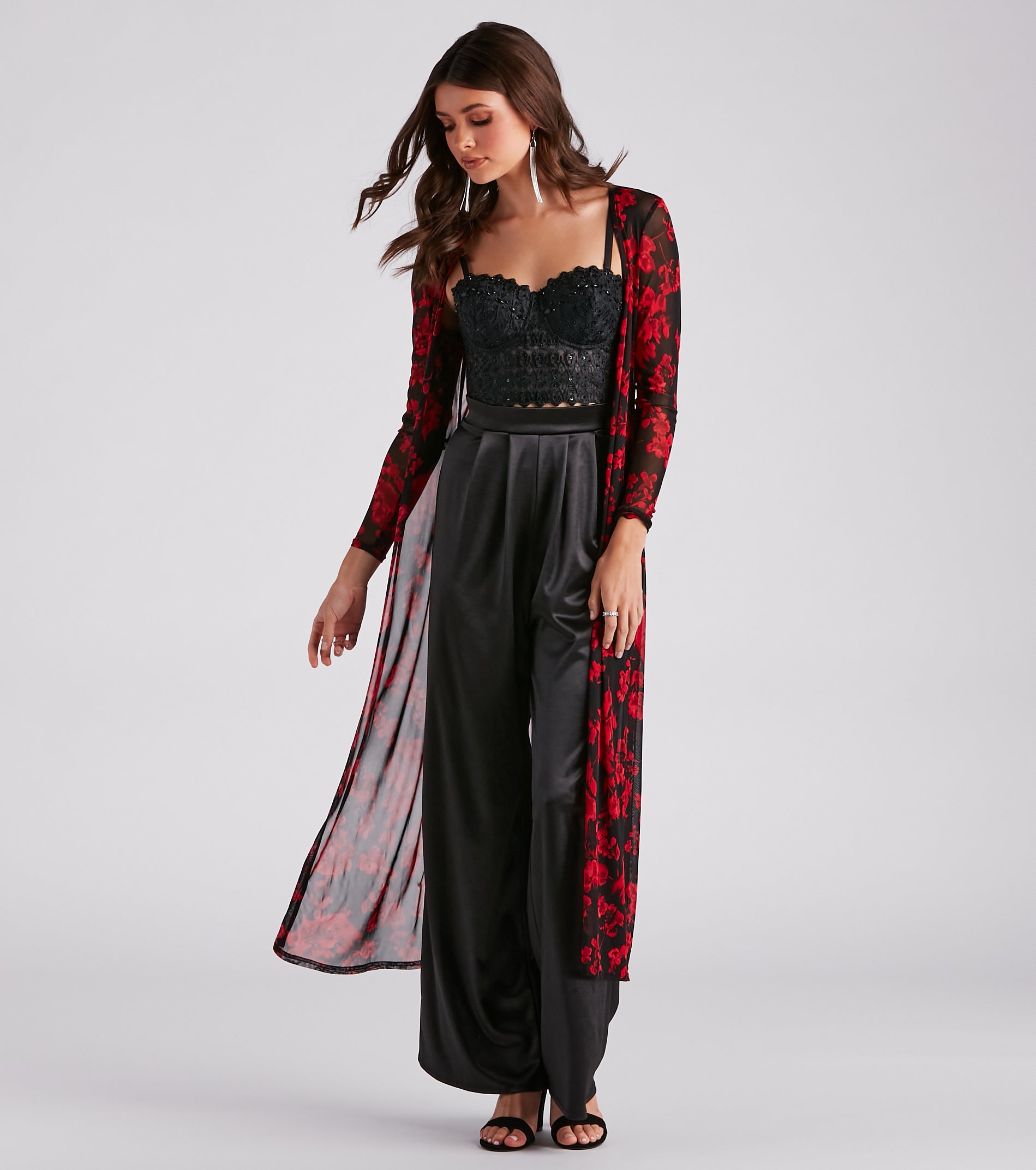 Sheer Intent Floral Mesh Duster