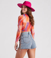 Dreamy Summer Vibes Mesh Tie-Front Top