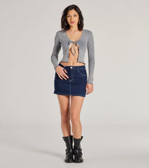 Major Crush Ribbed Knit Tie-Front Cardigan