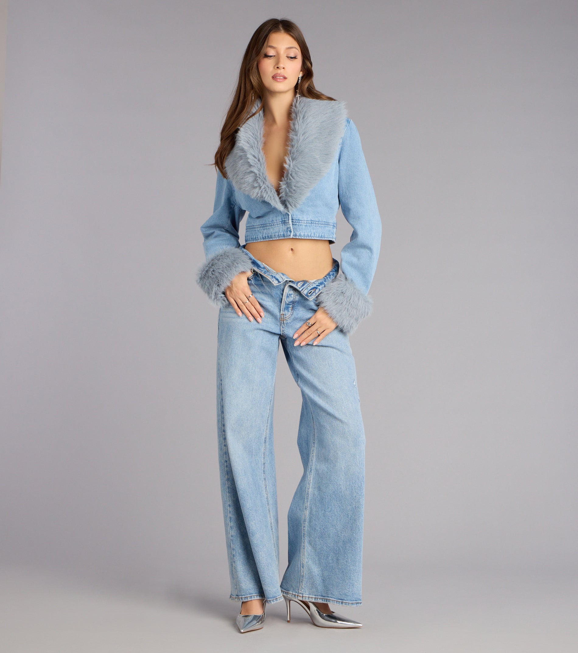 Ice Queen Removable Faux Fur Denim Jacket