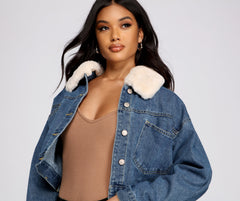 Fab N' Cozy Faux Fur Denim Jacket