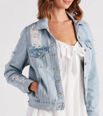 Perfectly Distressed Oversized Denim Jacket