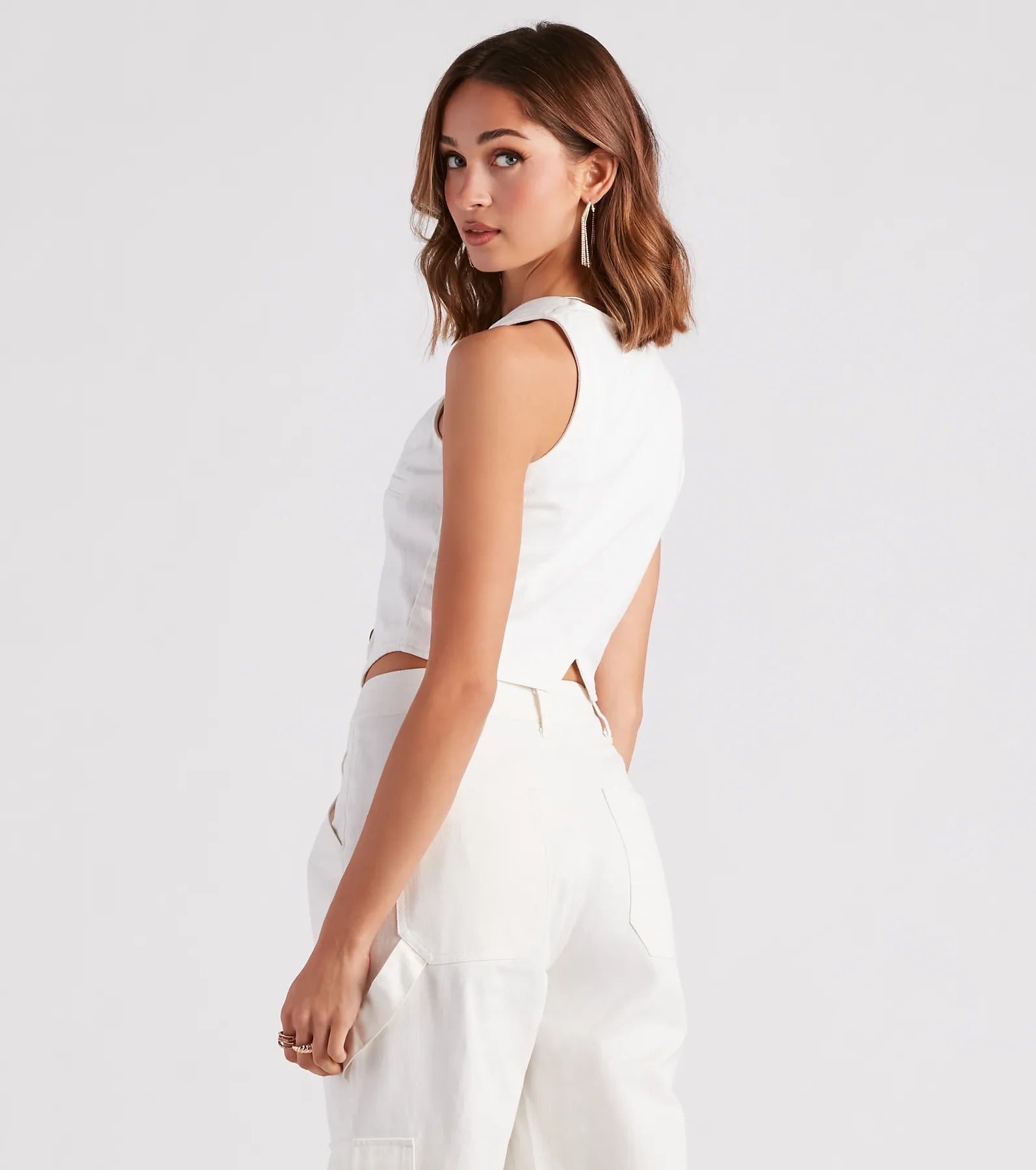 Denim Daze Button Crop Vest