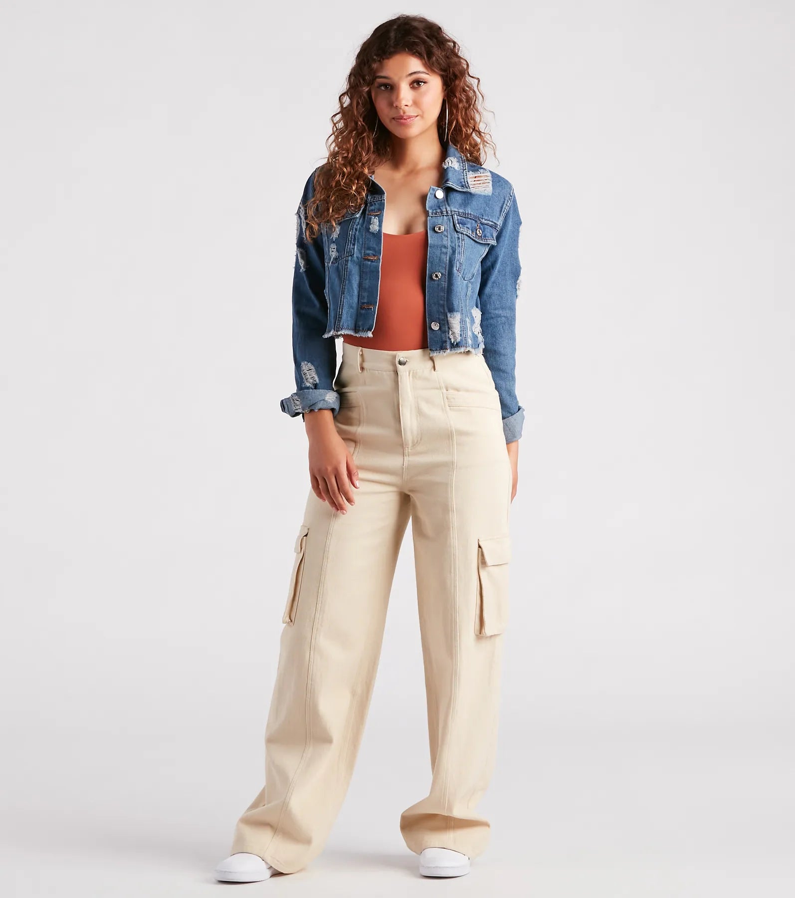 New Fave Distressed Cropped Denim Jacket