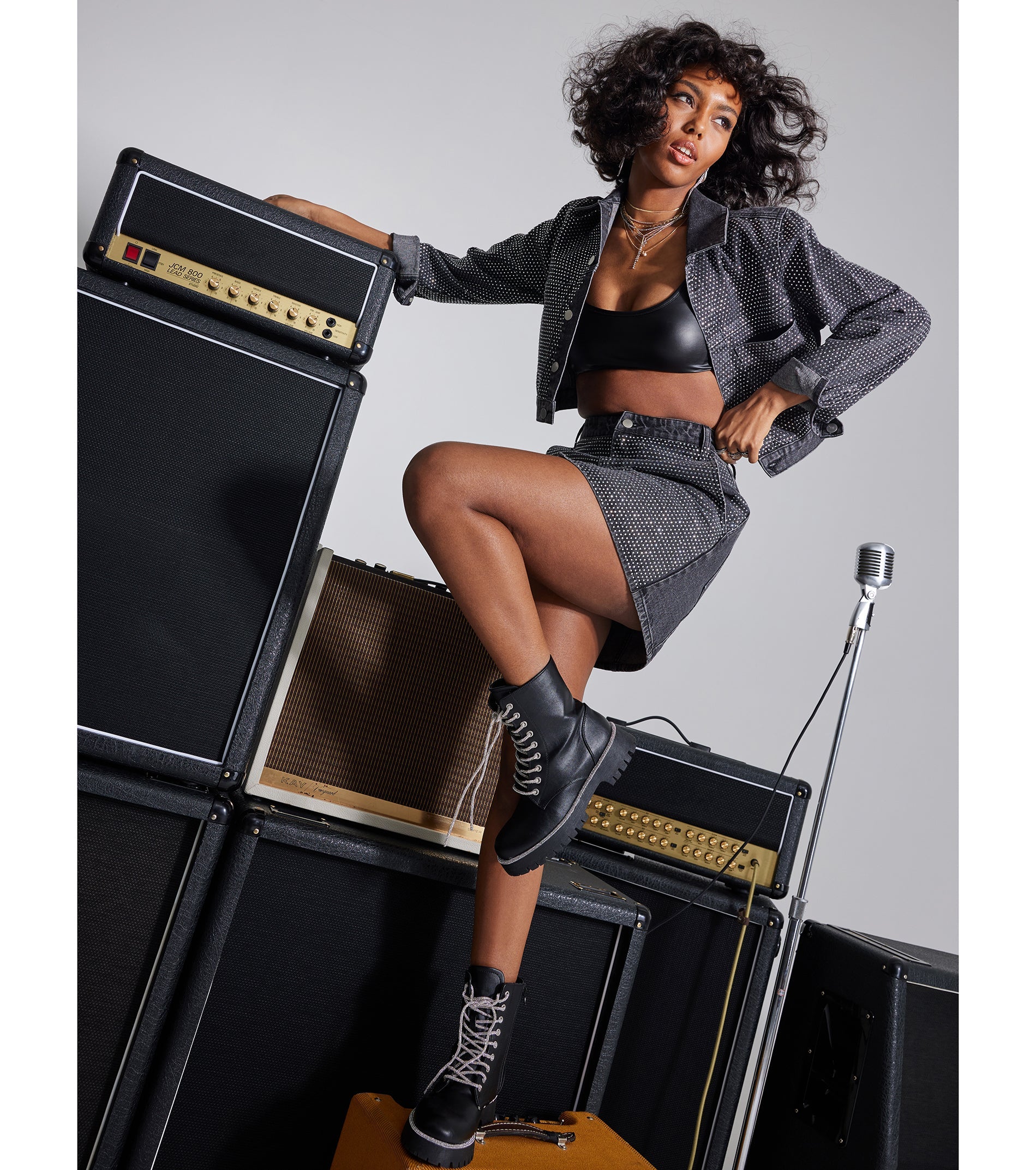 Edgy Era Rhinestone Cropped Denim Jacket