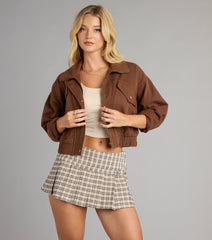 Street Cue Crop Denim Bomber Jacket