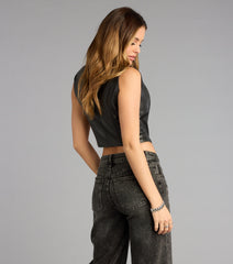 Cute Rebel Lace-Up Stitch Vest