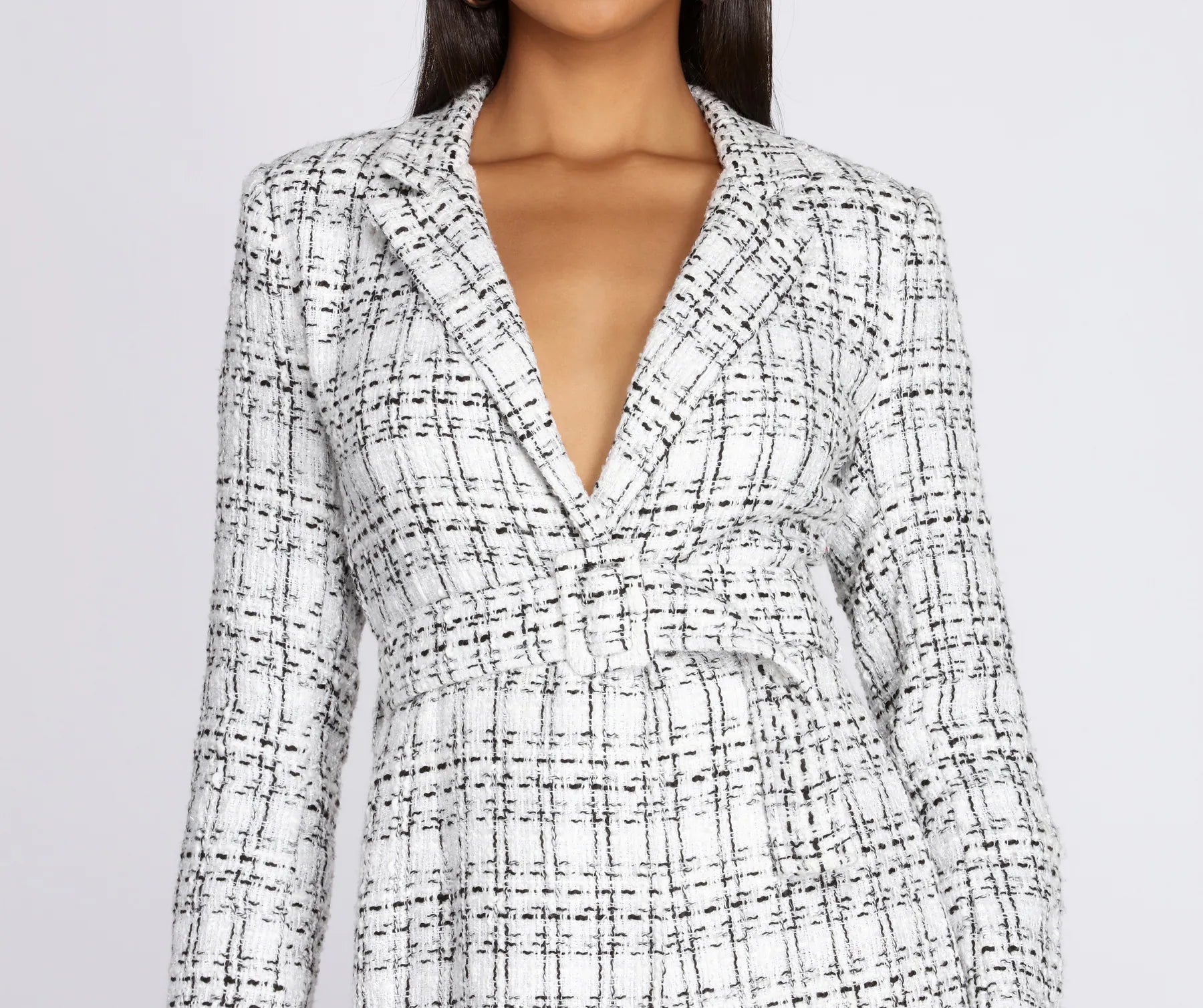 Boucle Belted Blazer Trench