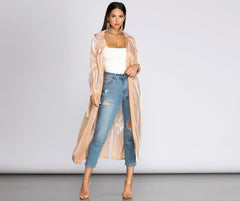 My Time To Shine Long Glitter Trench Coat